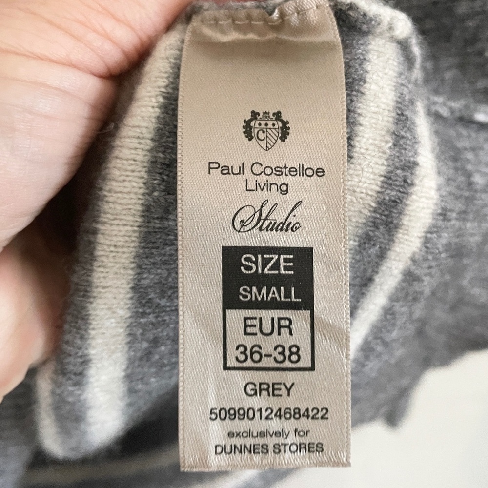 Paul Costelloe Cashmere Wool Striped Boat Neck Knit Sweater Nautical Coastal S - Picture 12 of 13